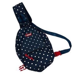 Levis Blue White Polka Dot Sling Crossbody Bag Purse Tote
